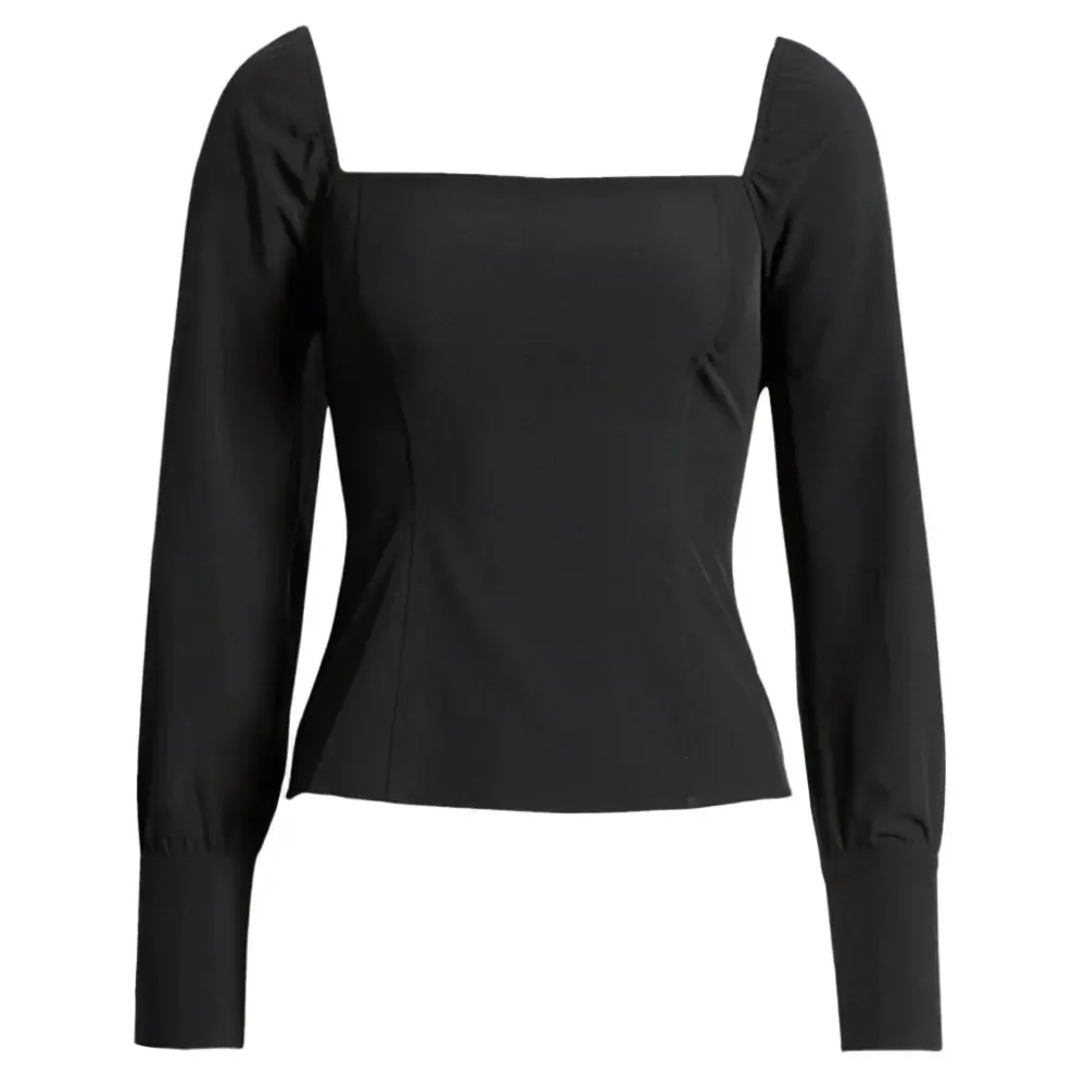 Treasure & Bond Women’s Black Square Neck Long Sleeve Top Blouse - Sz Med, NWT